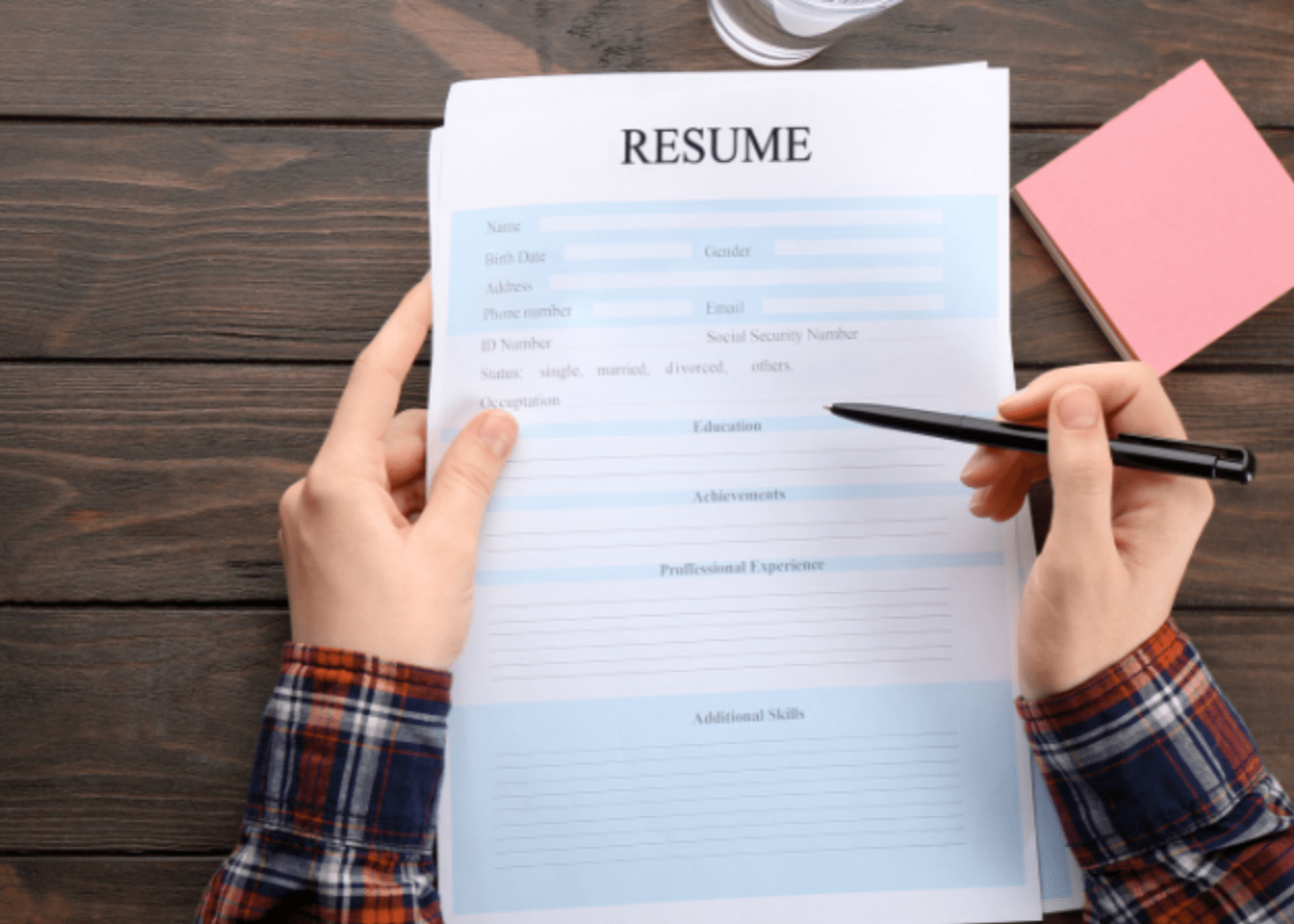 A person working on crafting their resume
