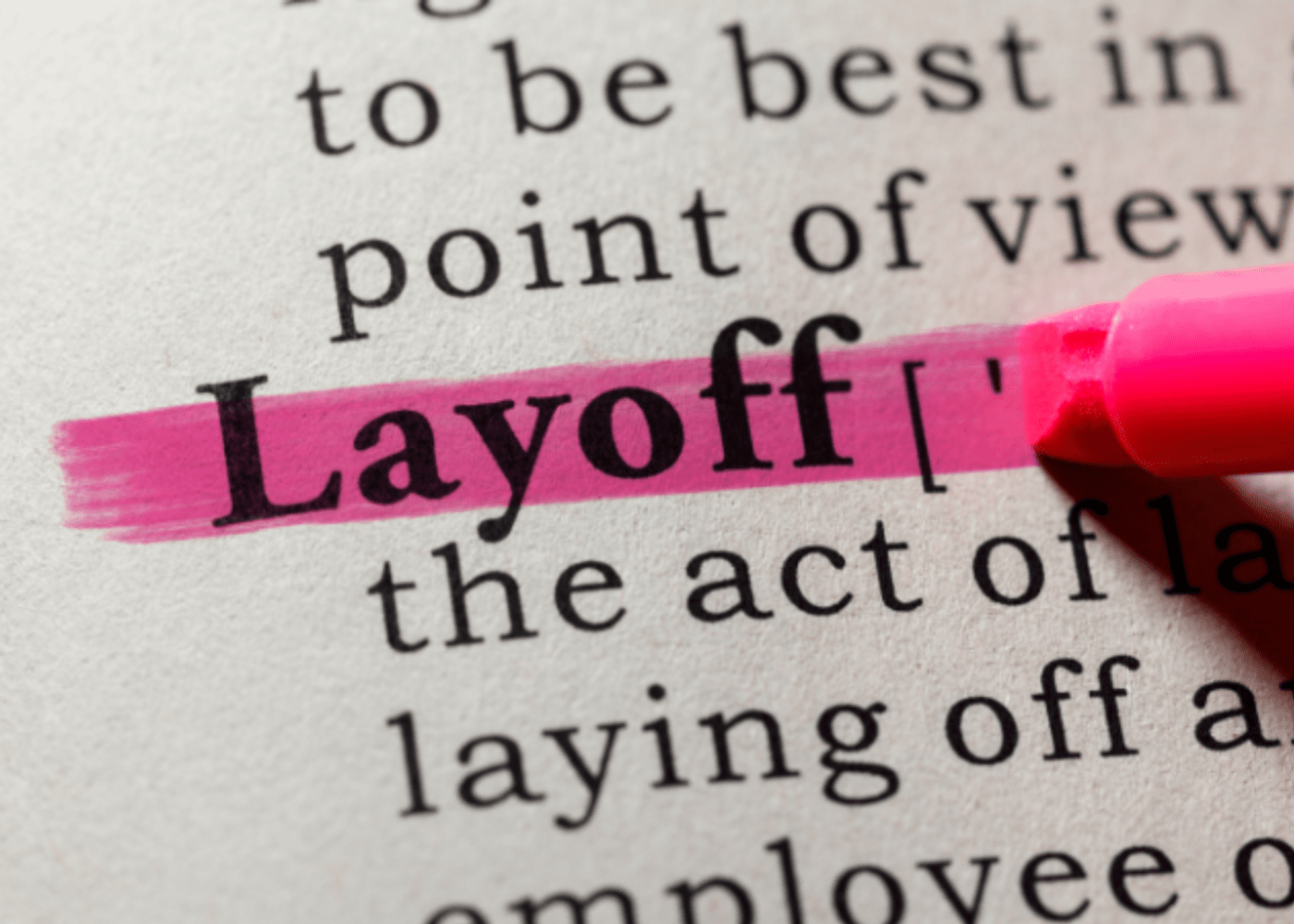 Definition of layoff highlighted with pink highlighter